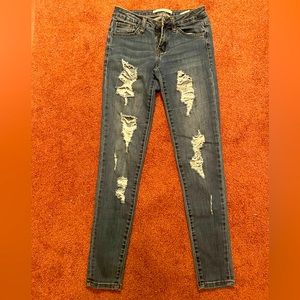 Just don’t fit any more. Dark denim with lots of stretch.